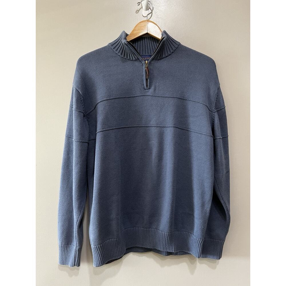 Pendleton Sweater Mens Medium Cotton Blue 1/4 Zip Pullover Preppy Classic Japan